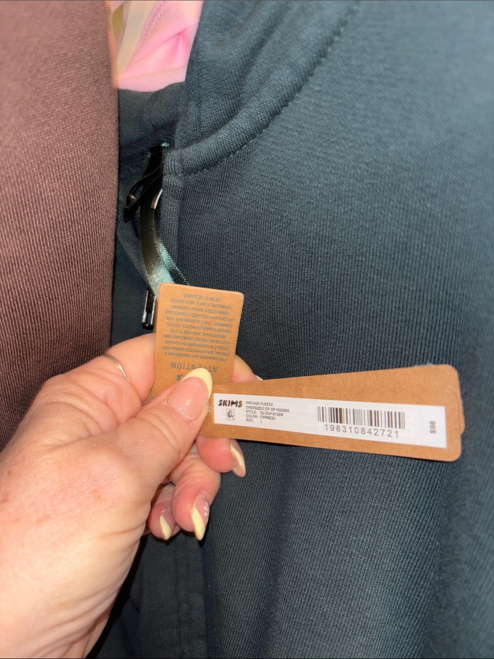 SKIMS NWT Vintage Fleece Oversized Zip Up Hoodie -  Cypress - Picture 5 of 5
